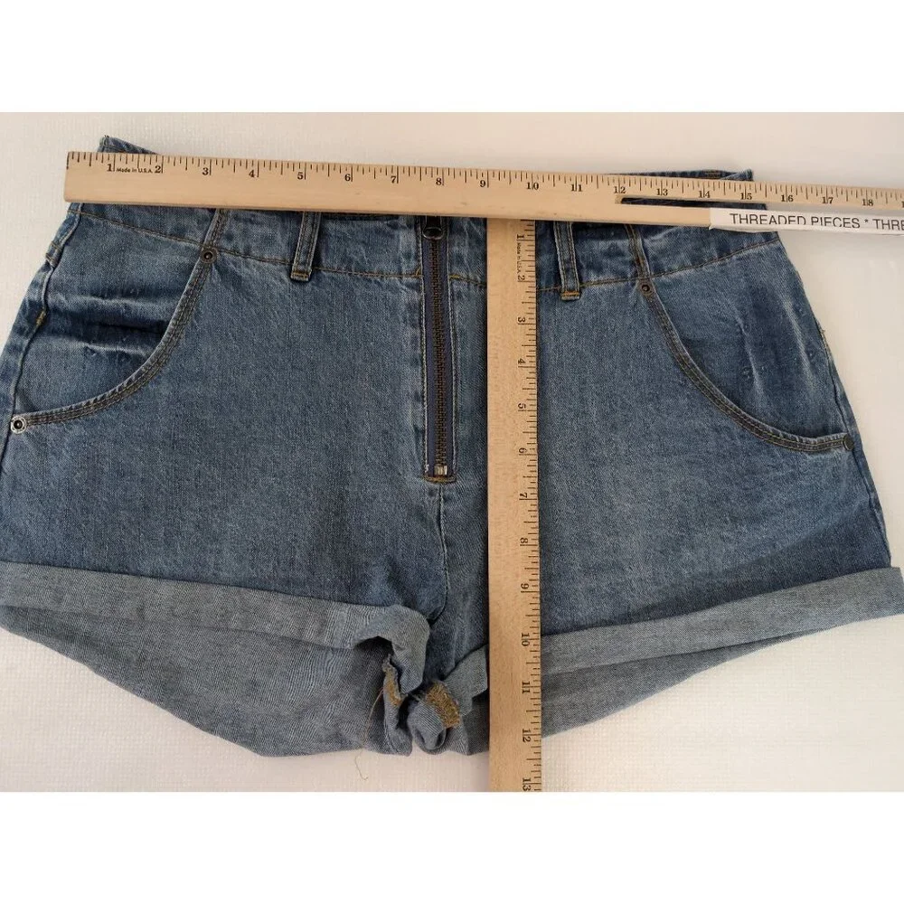 RVCA Valley Jean Shorts‎ Womens 27 Blue Denim Exposed Zipper Festival Beach